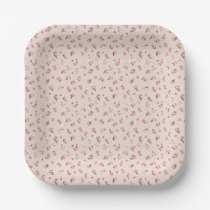 Blush & Peach Floral Paper Plate 