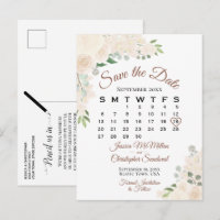 Blush Peach Floral Wedding Save the Date Calendar
