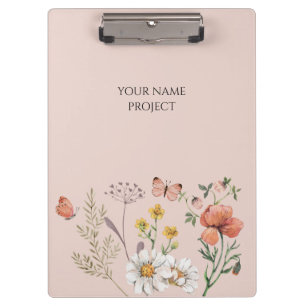 Blush Peach Floral Wildflower  Clipboard