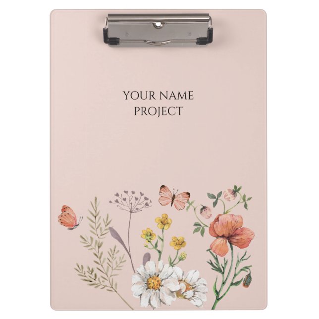 Blush Peach Floral Wildflower  Clipboard (Front)
