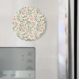 Blush Peach Flowers Green Leaves Magnet