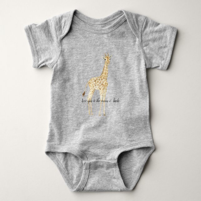 Blush Peach Giraffe         Baby Bodysuit (Front)