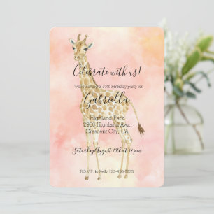 Blush Peach Giraffe Invitation