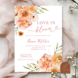 Blush Peach Love in Bloom Bridal Shower Invitation