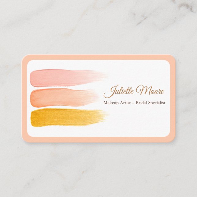 Blush Peach Makeup Artist Business Card (Front)