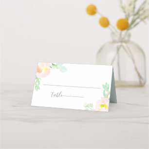 Blush Peach Mint Botanical Wedding Place Card
