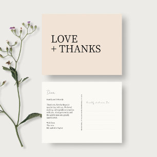 Blush Peach   Non-Photo Wedding Thank You Postcard