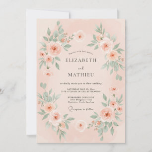 Blush Peach Radiant Spring Wedding Invitation