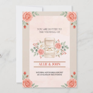 Blush Peach Rose Engagement Ring Invitation