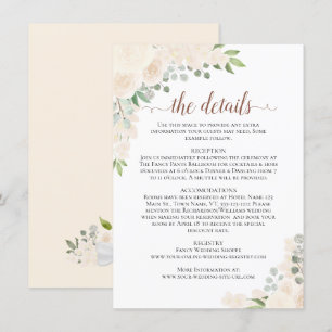 Blush Peach Roses Rustic Boho Chic Wedding Details Enclosure Card