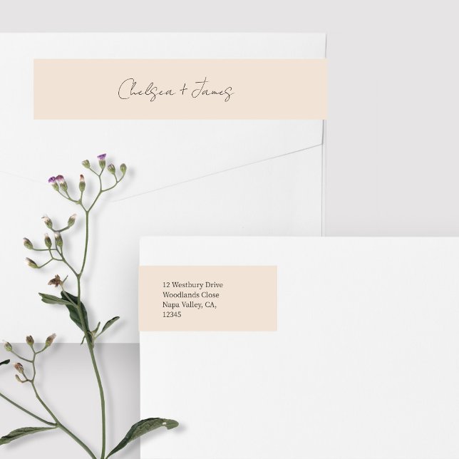 Blush Peach | Script Welcome Wedding Address Wrap Around Label (Creator Uploaded)