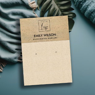 BLUSH PEACH TERRACOTTA RUSTIC LOGO EARRING DISPLAY BUSINESS CARD