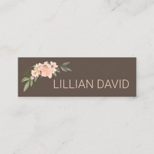 Blush Peach Watercolor Floral Rose & Sage Greenery Mini Business Card