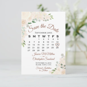 Blush Peach Watercolor Floral Wedding Calendar Save The Date