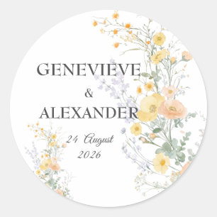 Blush Peach Wildflowers Botanical Envelope Sticker