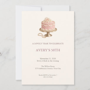 Blush Pearl Cake Birthday Party Invitation