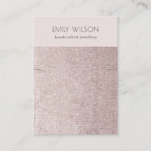 Blush Pearl Leather Texture Band Necklace Display Business Card
