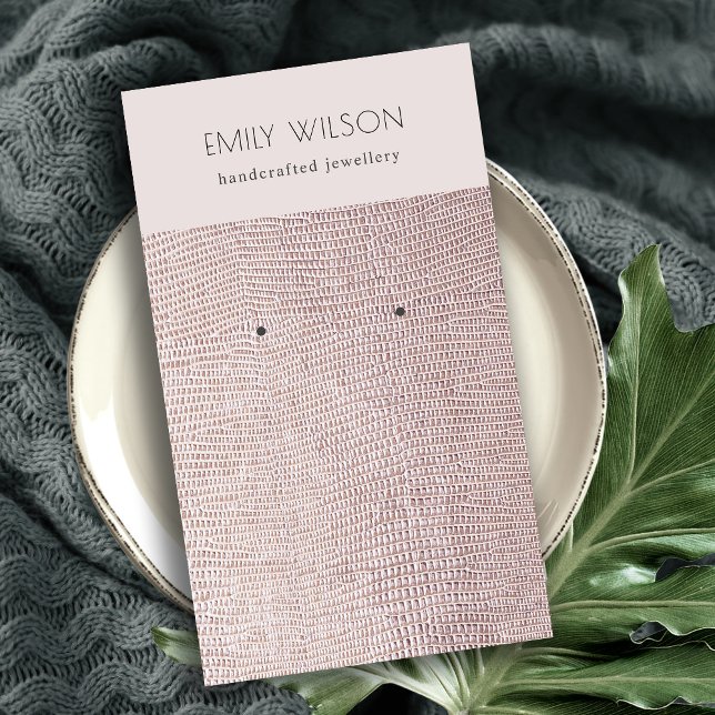 Blush Pearl Leather Texture Earring Display Business Card (Creator Uploaded)
