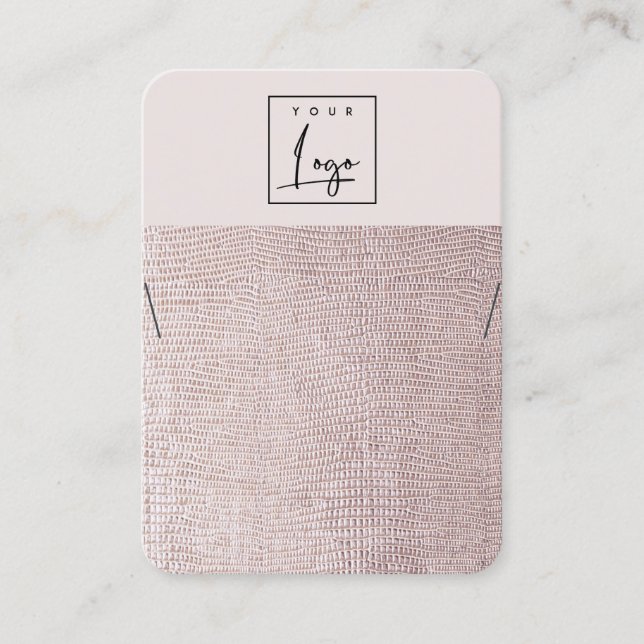 Blush Pearl Leather Texture Necklace Logo Display Business Card (Front)