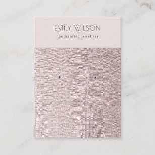 Blush Pearl Leather Texture Stud Earring Display Business Card