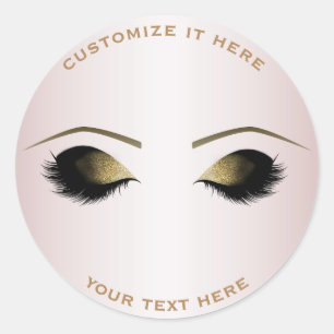 Blush Pearl Pink Makeup Eyelashes Beauty Party Classic Round Sticker