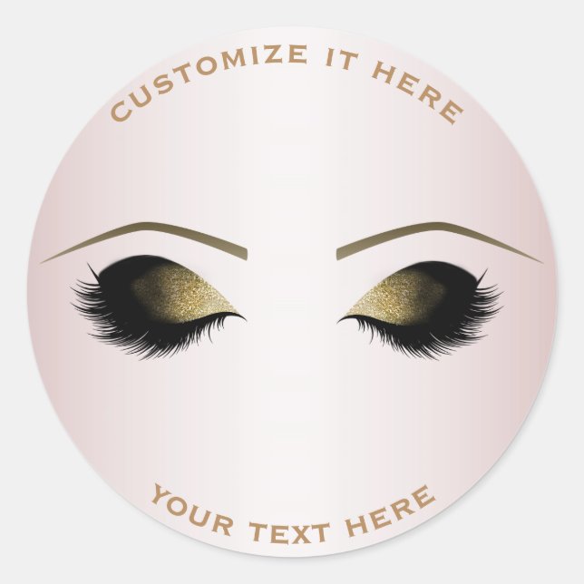 Blush Pearl Pink Makeup Eyelashes Beauty Party Classic Round Sticker (Front)