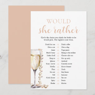 Blush Pearls and Prosecco Would She Rather Game Invitation