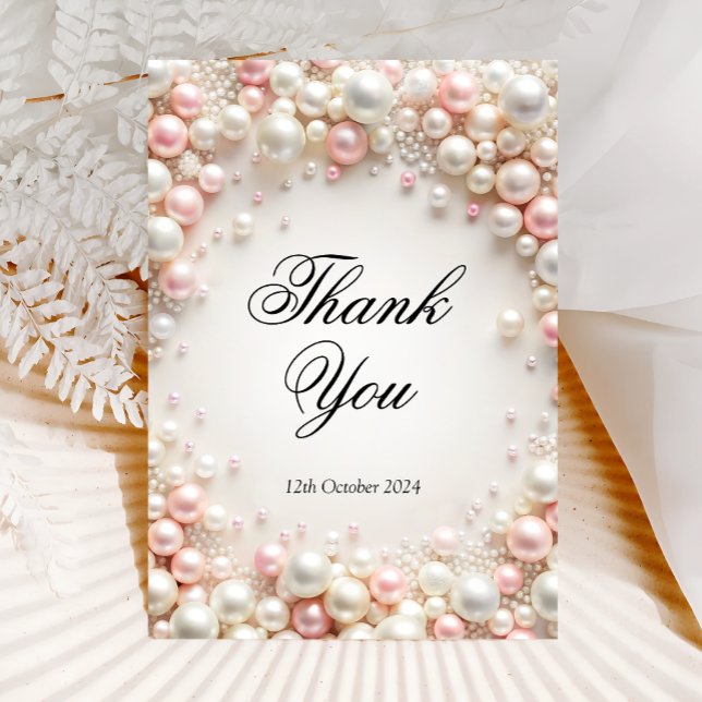 Blush Pearls Bridal Shower Thank You Card (Creator Uploaded)