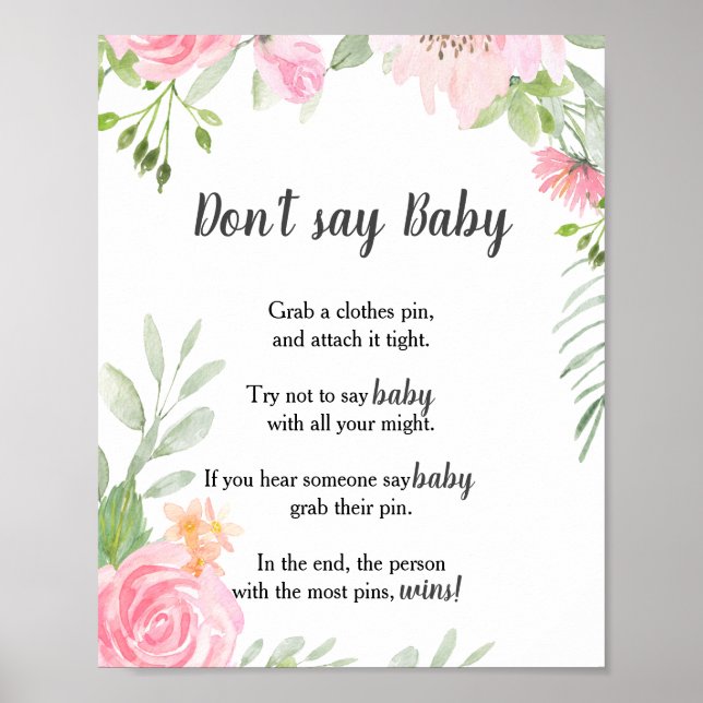 Blush Peonies Don't Say Baby Poster (Front)