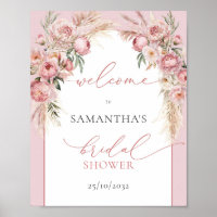 Blush peonies pampas arch Bridal Shower welcome