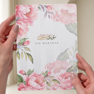Blush Peony Eid Mubarak Floral Sage Green Elegant  Holiday Card
