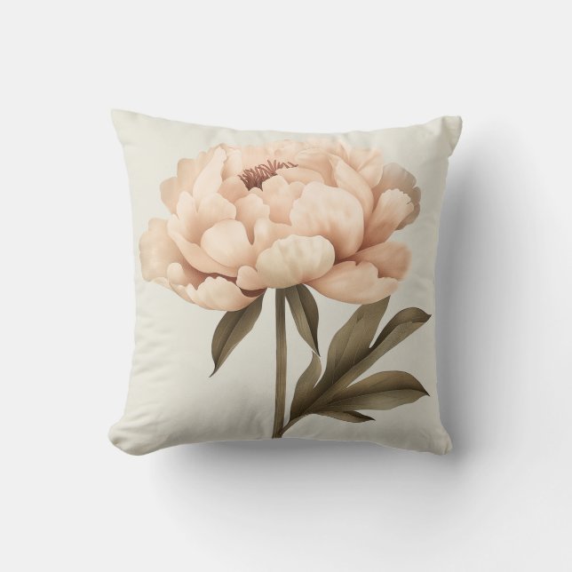 Blush Peony Elegance: Sophisticated Grace Cushion (Front)