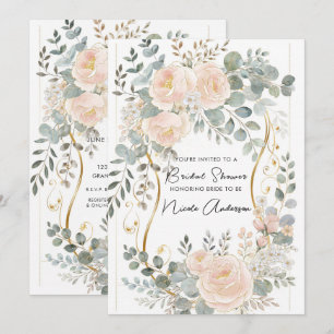 Blush Peony & Eucalyptus Botanical Floral Bridal Invitation