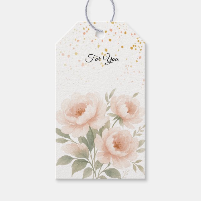 Blush Peony Floral Gift Tag (Front)