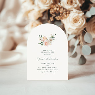 Blush Peony Floral Pink Arch Minimal Bridal Shower Invitation