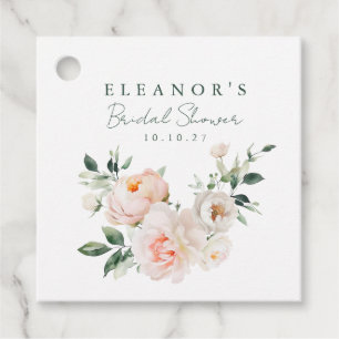 Blush Peony Floral Watercolor Pink Bridal Shower Favour Tags