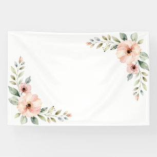 Blush Peony Floral Watercolor Wedding Corner Frame Banner