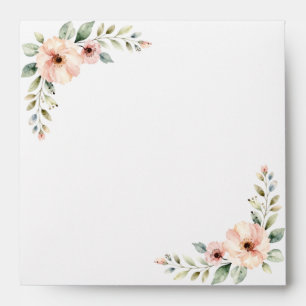 Blush Peony Floral Watercolor Wedding Corner Frame Envelope