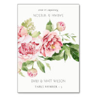Blush Peony Floral Wedding Guest Name Place Cards