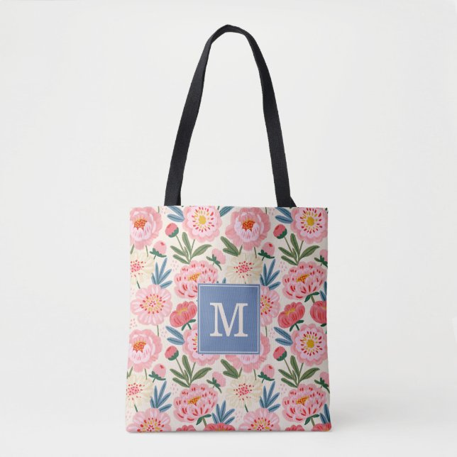 Blush Peony Flowers Tote Bag (Front)