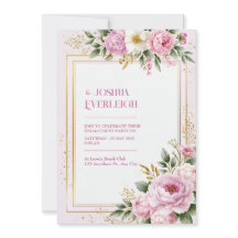Blush Peony Gilded Botanical Frame Wedding
