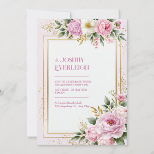 Blush Peony Gilded Botanical Frame Wedding Invitation