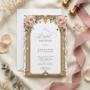Blush Peony Gold Floral Bridal Shower Invitation