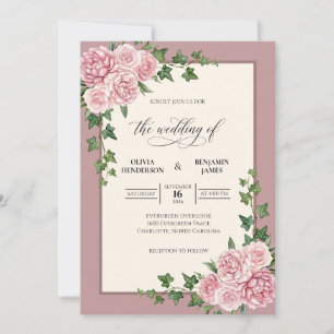 Blush Peony Ivy Wedding Invitation