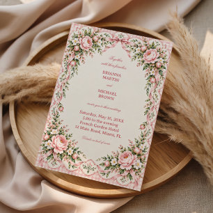 Blush Peony Ribbon Garden Romance Invitation