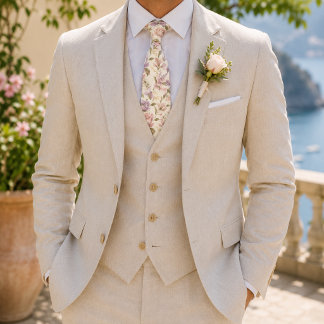 Blush Peony Rose English Garden Wedding Tie