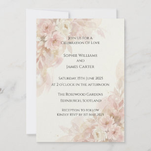 Blush Peony Watercolor Wedding Invitation