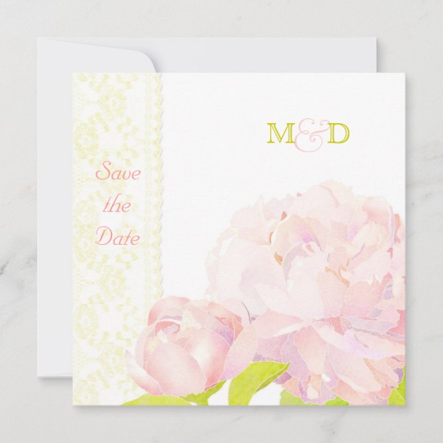 Blush Peony Wedding Save the Date (Front)