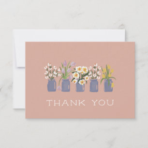 Blush Periwinkle Flower Cart Matching Mason Jar Thank You Card