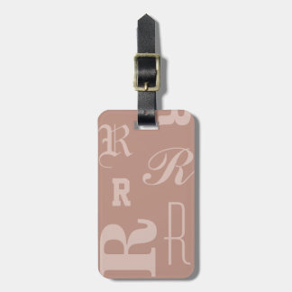 Blush Personalised Monogram, Typography Initials Luggage Tag